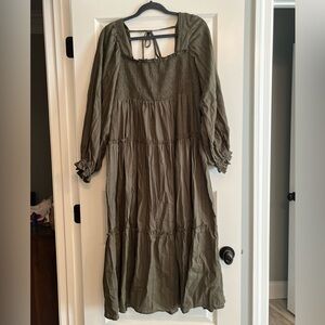 NWT Olive Green Umgee boho Peasant dress Large